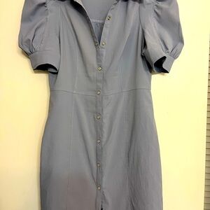 Entro woman's blue  Button-Up collared Dress w puffy sleeves Size YL